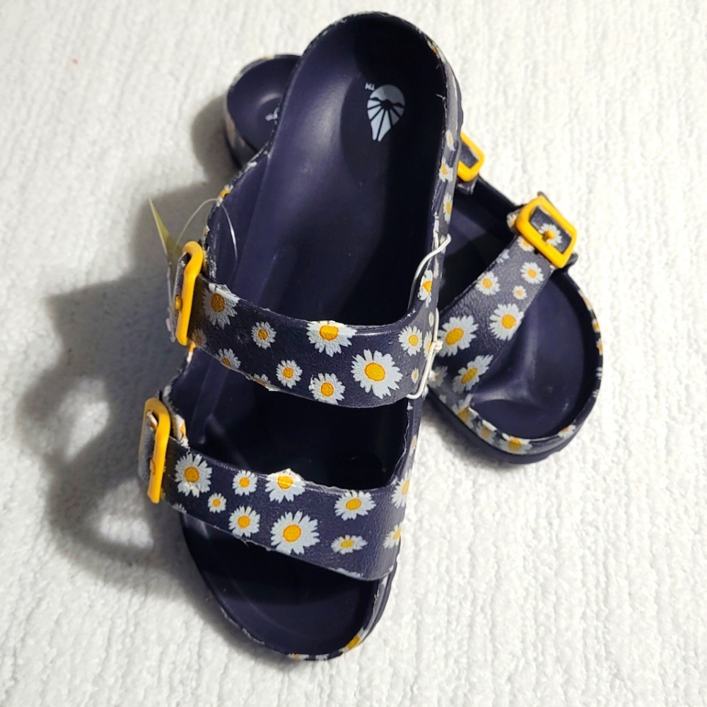 Girls Daisy Sandals - Floral Slides - Slip- ons